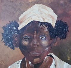 African Black Girl American Original Oil Painting Impressionist On Canvas Signed