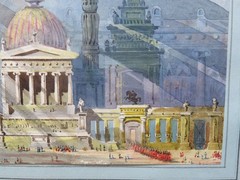 John Martin Capriccio 1840 Architectural Landscape Watercolour Topographical