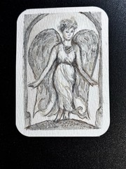 OriginalACEO Angel Statue By KatBergman 2.5×3.5