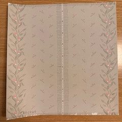 Vtg Gouache Vine Stripe Textile Design Grey Pink Dot Studio X04986
