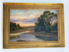 Oil Painting Montana Or Wyoming Landscape By Dennis Boyd Big Sky River Stream