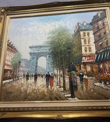 Arc de Triomphe Original Caroline Burnett Oil Painting Signed Framed Vintage