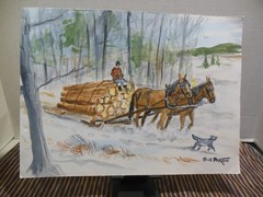 Bill Paxton Signed Original Watercolor ,Lumbering in Central Maine 1957