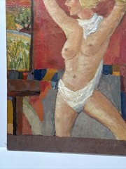 MID CENTURY PAINTING NUDE WOMAN WOMEN FEMALE MODEL VINTAGE EXPRESSIONIST LARGE