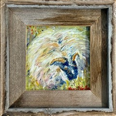 “A Sheep“, Original Oil Paintings, 5”x5”, by Van Ness