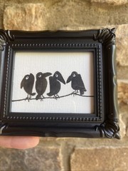 Whimsical Crow ,halloween,Original Painting,3/4,framed,miniature,small,mini