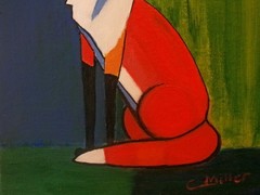 Original Fox Abstract Painting 8×10 Animal Wildlife Modern Wall Art