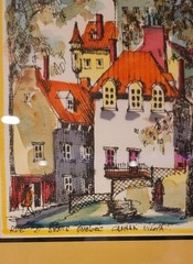 RUE DU TRESOR QUEBEC CANADA ORIGINAL WATERCOLOR PAINTING ARTIST SIGNED NICOLAS