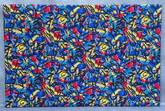 COLORFUL ABSTRACT SILKSCREEN TEXTILE FABRIC PAINTING GALLERY WRAPPED 23″ X 35″