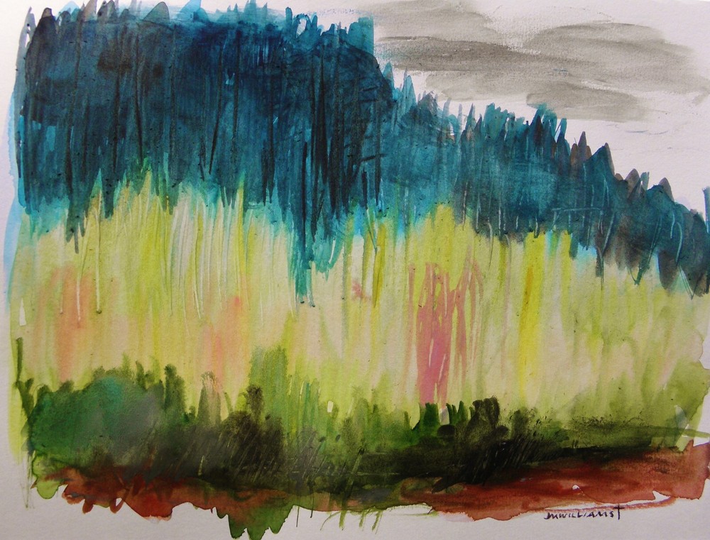 ORIGINAL FARM Landscape WATERCOLOR Painting JMW art John Williams Expressionism