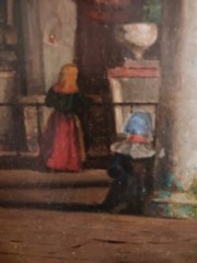 Charles J. Bridgman Cathedral Interior Oil on Canvas 1876 Listed Artist