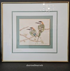 Framed Rice Paper Birds Painting Signed by Young and Rok COA