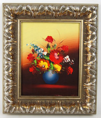 Vintage 1990’s Original Small Oil Painting “ Multicolor Flowers On Vase “ 8X10