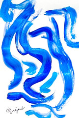 Guajardo Art: Blue Water Swirls 9X6 Paper Abstract Neo Expressionism