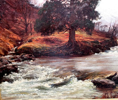 ALEXANDER BROWNLIE DOCHERTY 1862-1940 WATERFALL SCOTTISH WINTER L/S Oil Painting