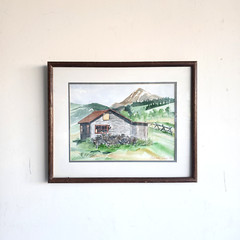 Vintage Charlotte Lang 1995 Original Watercolor Painting Mountain Landscape Art