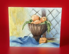 Original Oil Painting Still-life Tangerines Signed Dorothy Weber 1973 Vintage