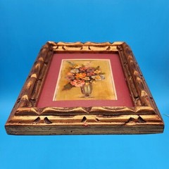 Vintage Roses Floral Still Life Painting In Ornate Gold Wooden Frame With Mattin