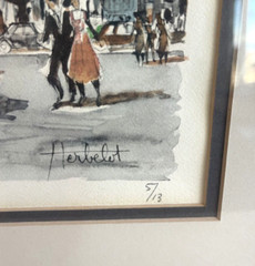 Set of 4 Vintage Franz Herbelot Paris Watercolor Litho Print Artwork
