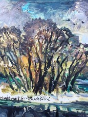 Oil Painting Lonely Island Litvinov Original Unframed Wall Hanging n1429AAA