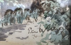 Antique Original Watercolor Painting By German Artist Peter Woltze (1860-1925)