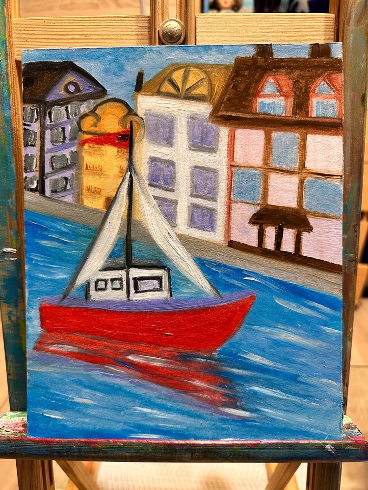 Oil Painting Netherlands Amsterdam Canal Boat Trip Cityscape Countries Trave