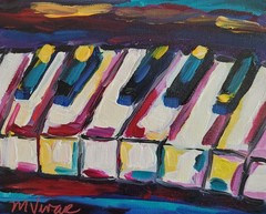 MONA VIVAR Original 8×10 Colorful Abstract Piano Music Expressionism Painting