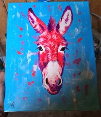 Pop Art Donkey Head, Original Painting On Canvas Signed by Artist 11×14″ 2026