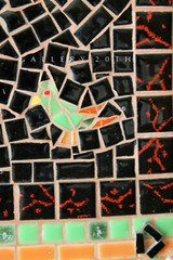 WOW! VTG ORIG ART TILE MOSAIC! BIRD PARROTS 50S DAD SON PAINTING MID CENTURY MCM
