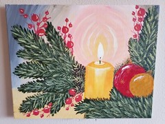 Handmade Painting Acrylic Art Panel 11x14x1/16 Decor Candle Toys New Year