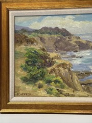 ANTIQUE CALIFORNIA BEACH PAINTING COASTAL IMPRESSIONIST CLIFFS SEASCAPE KEFFER