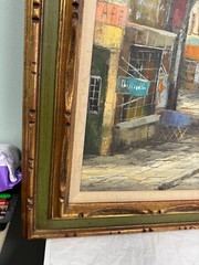 J LOMBARD Original Oil Painting Paris Street Cafe 44×32 Influenced B Buffett?