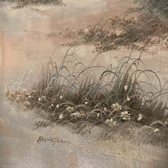 22.75” X 19” Canvas Unframed Lighthouse Beach Scene Painting