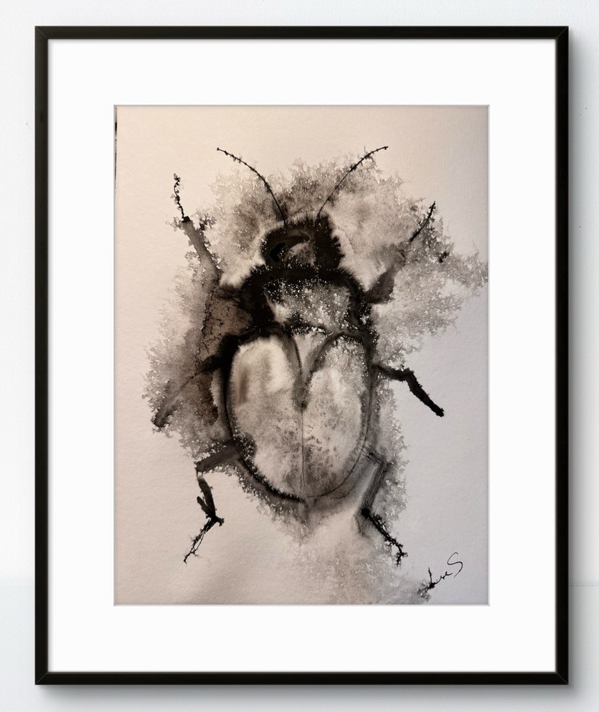 Original Art Beetle 2 9×12 Paper Abstract Painting Expressionism Nature Fine Art