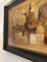 Hollander Original Oil Painting, Large Mid-Century Modern Abstract Signed