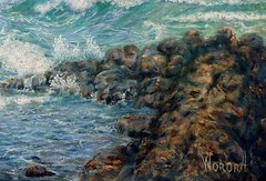 Anastasia Woron :“ Atlantic Tenerife “ -óleo Original Signed (13 13/16×10 5/8in