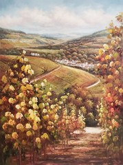 Tuscan Vineyard – #TV3A28-1 , 48×36, 100% Hand painted Oil Painting on Canvas
