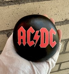 ACDC Emblem Hand painted on a Round Rock 5x5x1 1/2