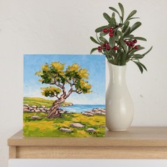 Oil Painting Original Olive Tree Mediterranean Landscape Wall Art Impasto 8×8