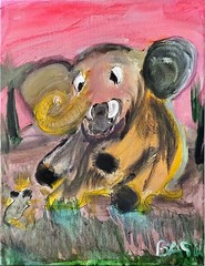 Scared Elephant Contemporary Expressionist Original Painting 11×14