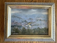 New England Landscape Framed Oil Painting Grace Godwin Way Signed 5×7”