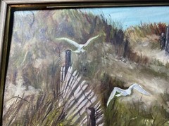Shirley Sancken 1994 „Beach Landscape Scene“ Oil Painting – Signed And Framed