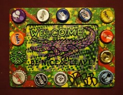 WELCOME GATOR BE NICE OR LEAVE Classic New Orleans Louisiana Folk Art by DR. BOB