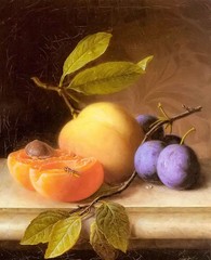 Oil painting joseph peter wilms – still life with peach and plum free shipping