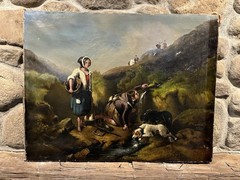 Original Oil Painting By Edward Landseer, Ca. 1870, Oil on Canvas