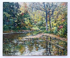 1930’s Impressionist Summer Pool Clarence W. Snyder 1873-1948, listed PA artist