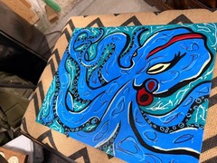 OCTOPUS Original Graffiti Art Acrylic Painting on Canvas Panel 11” x 14”