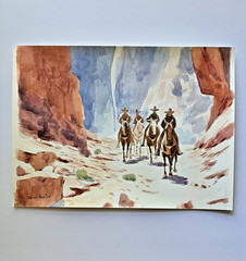 Western Riders Horseback Watercolor Painting, 9×11 inches, Original Art