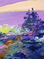 Original oil painting LANDSCAPE BRIGHT COLORS FAUVISM IMPRESSIONISM Forest SKY