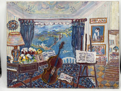 Renée HALPERN (1914-? ) School of Paris – Golden Gate Bridge Oil on Canvas